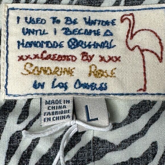 Sandrine Rose Zebra Print Desir Button Up S/S Pearl Snap Shirt Women's Large NWT - Picture 2 of 11